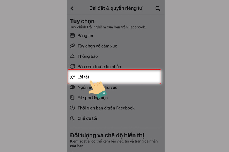 Cách truy cập lối tắt trên Facebook