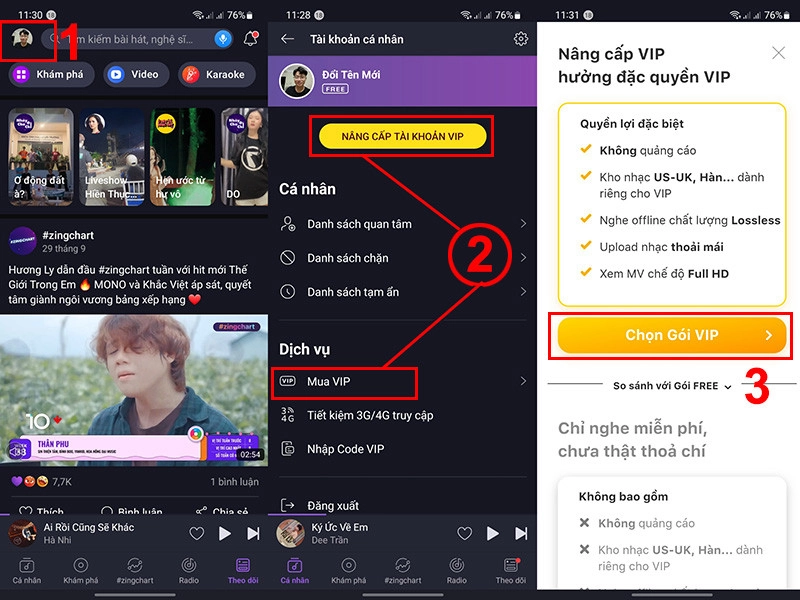 Tải nhạc chất lượng cao qua tài khoản VIP